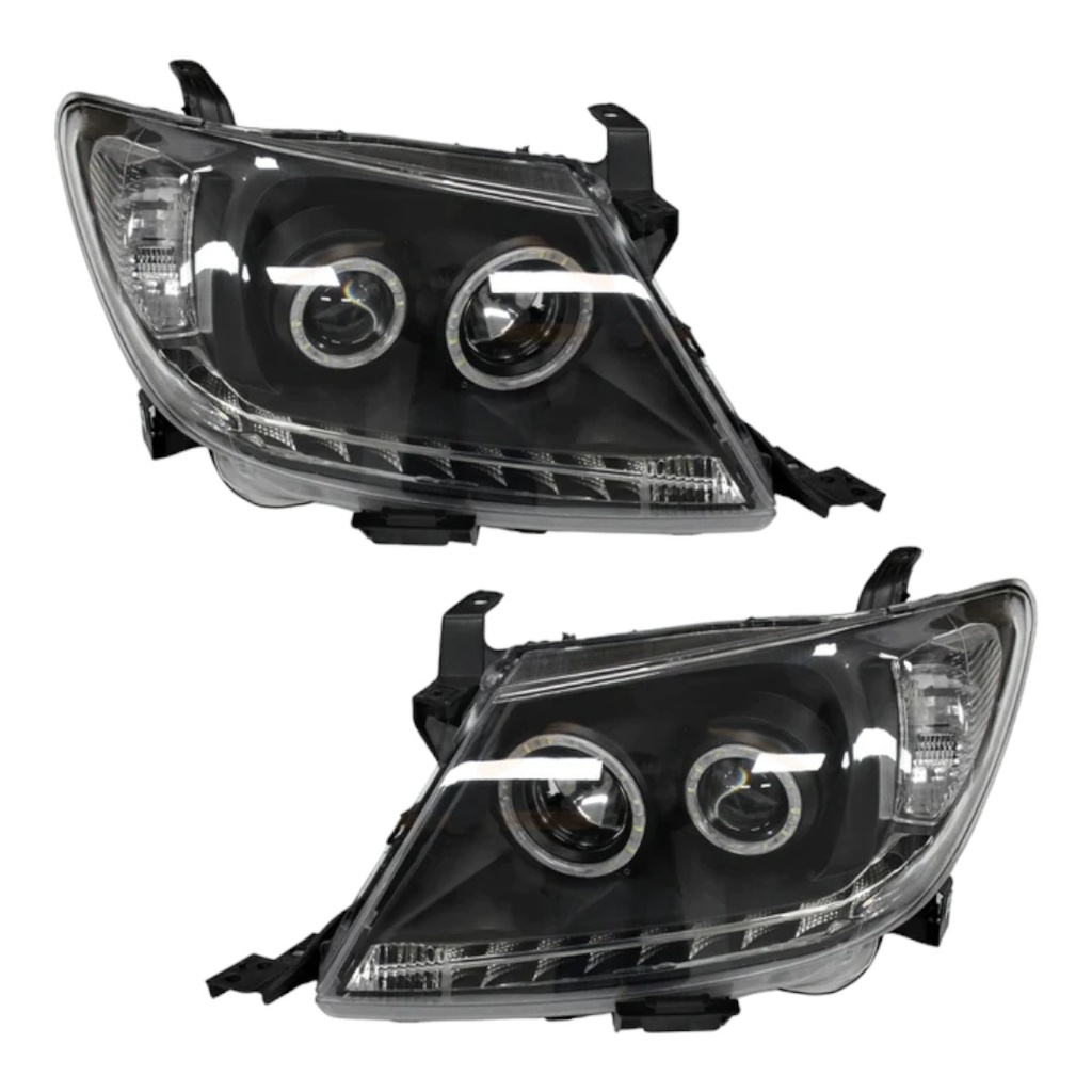 FARO PROYECTOR LED OJO DE ANGEL NEGRO SET HILUX 06-11