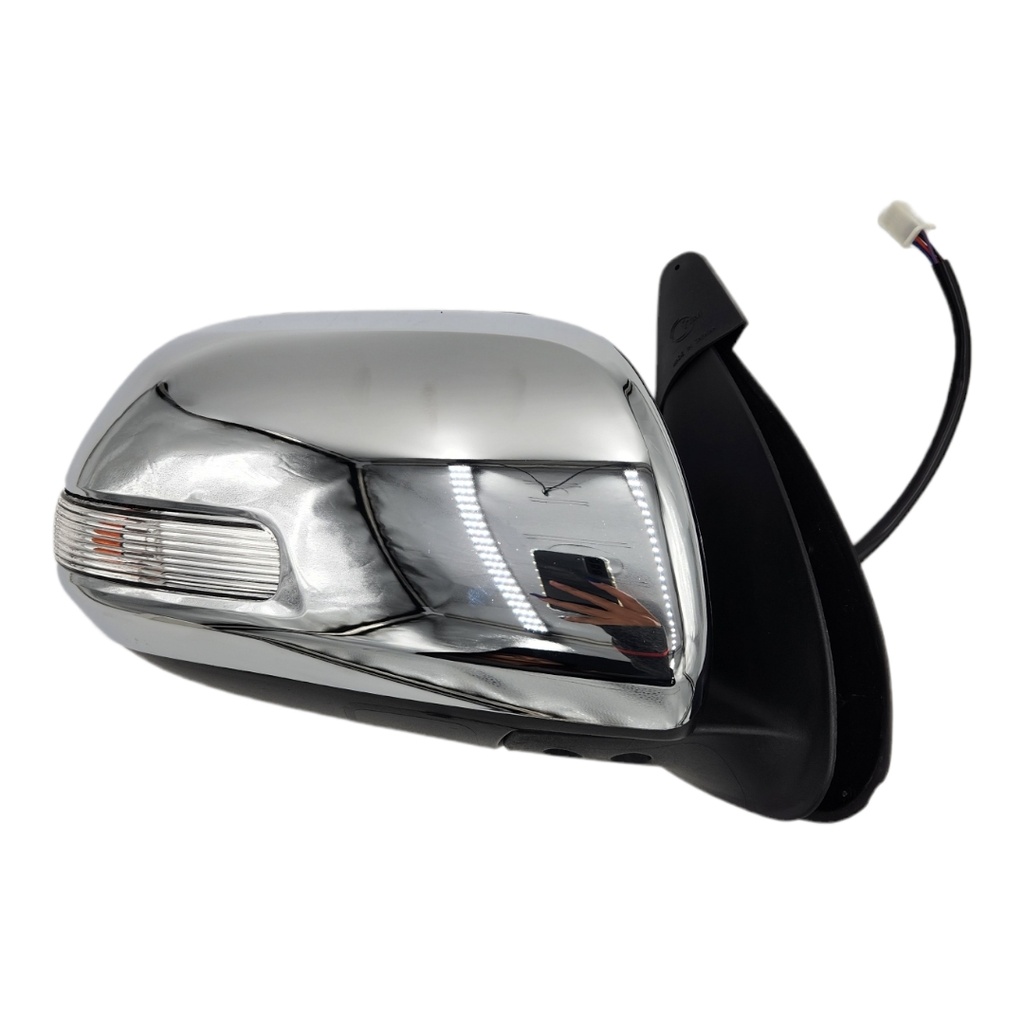 RETROVISOR DER. ELECTRICO CROMADO C/LED HILUX/FORTUNER 12-15