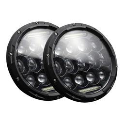 [MB-J13] FARO LED 7" REDONDO NEGRO MULTIPLE LUPA DRL 10-30V